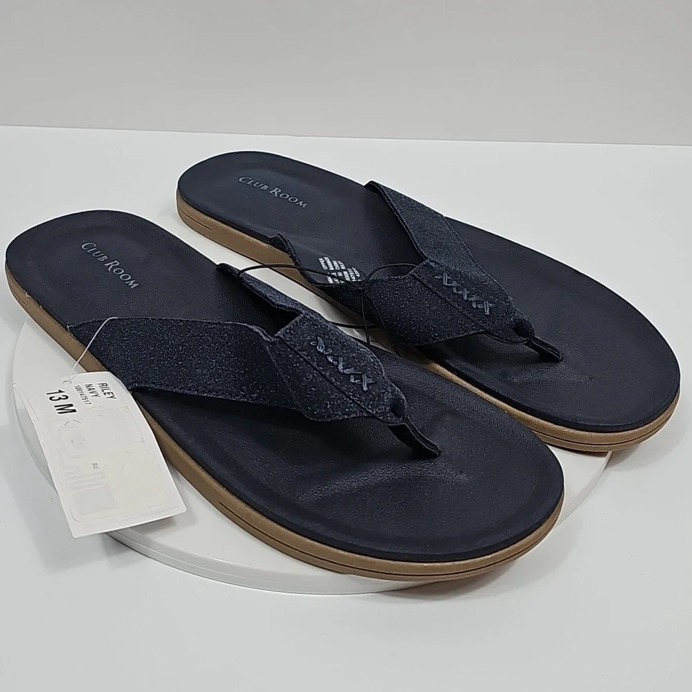 Club Room Riley Flip Flop Sandals Navy Comfort Thong Slides 13M NWT Beach Resort